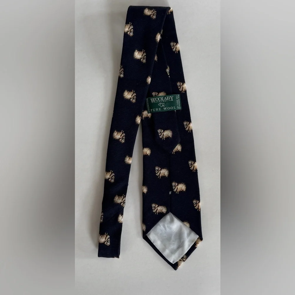 Unique Woolaby Necktie Pure Wool, Made in Australia Novelty Design Rams Sheep